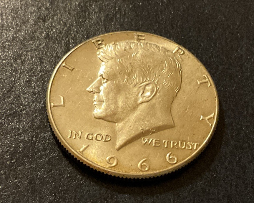 1966 Kennedy 40% silver coin - circulated