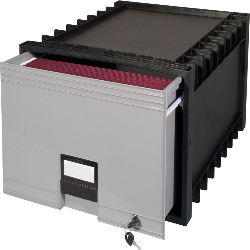 Storex 24-Inch Archive Locking Storage Box for Legal Size Files, Black/Grey (611