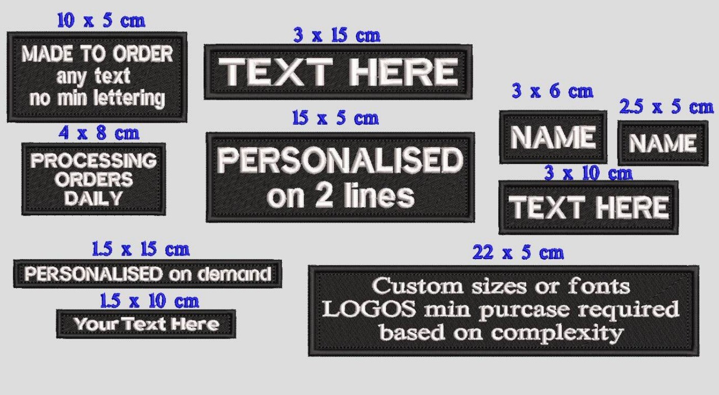 rectangles PERSONALISED Embroidered Name tag  AIRSOFT  sew on  hook and loop
