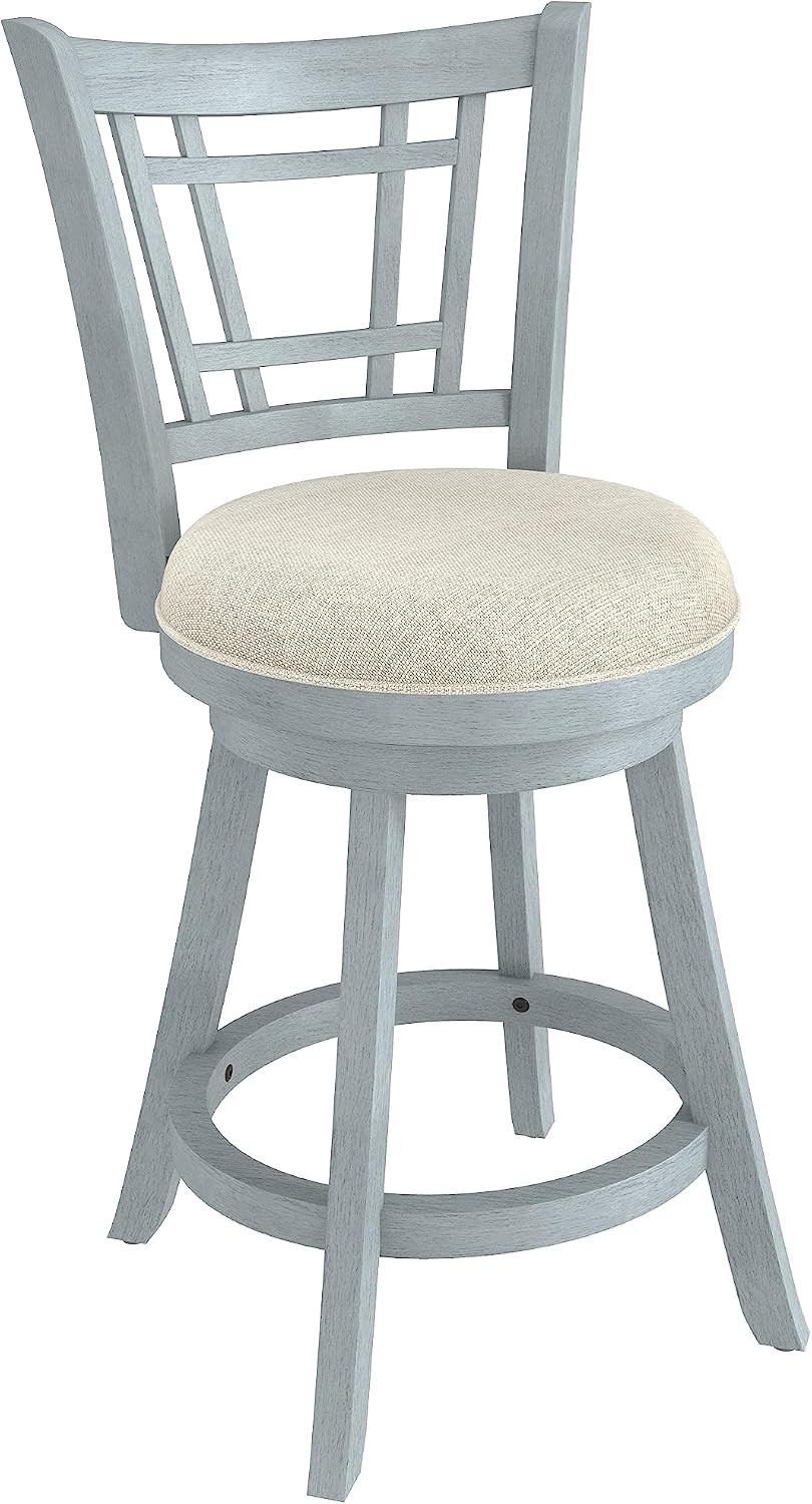 Swivel Counter Stool 24.5" – Wood Blue Wire Brush Design