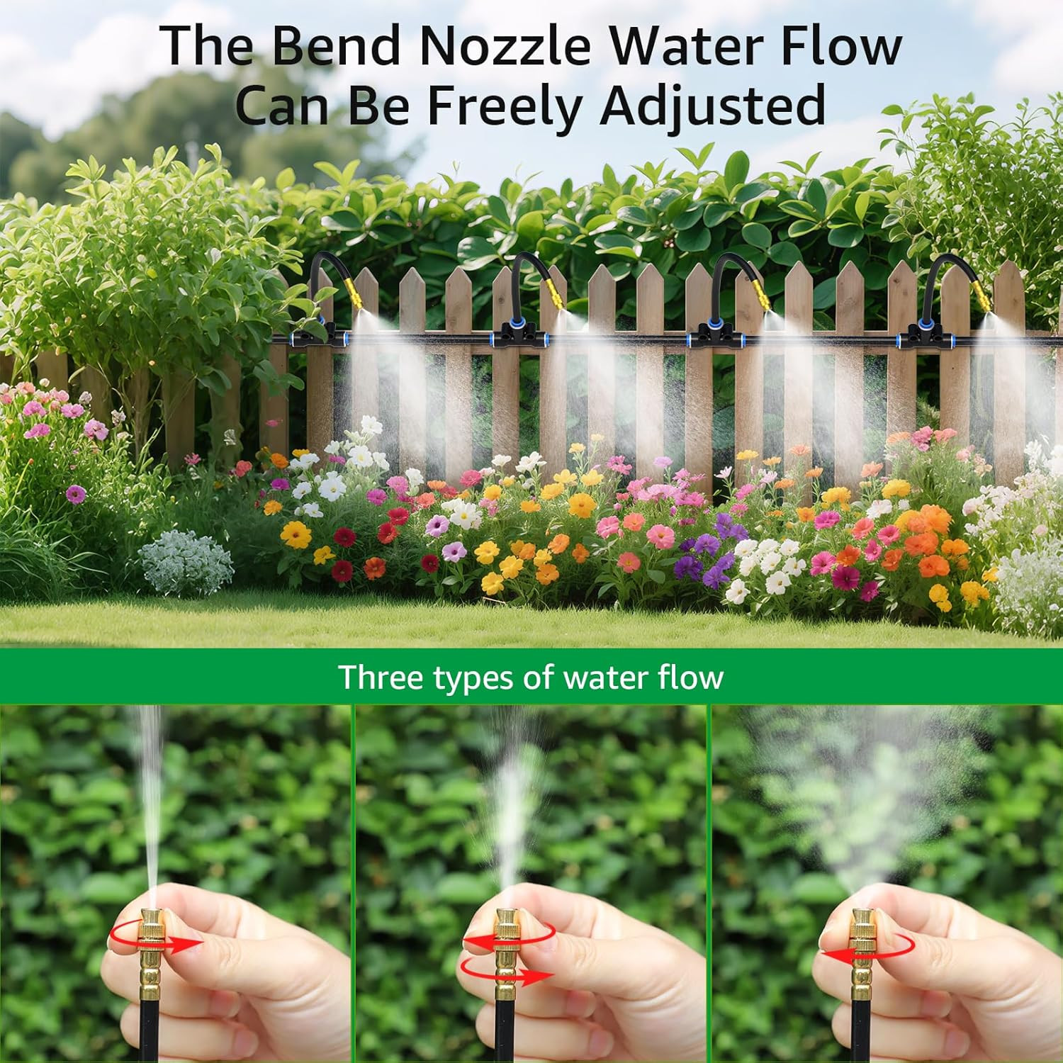 100FT Drip Irrigation System with 16 Adjustable Copper Nozzles