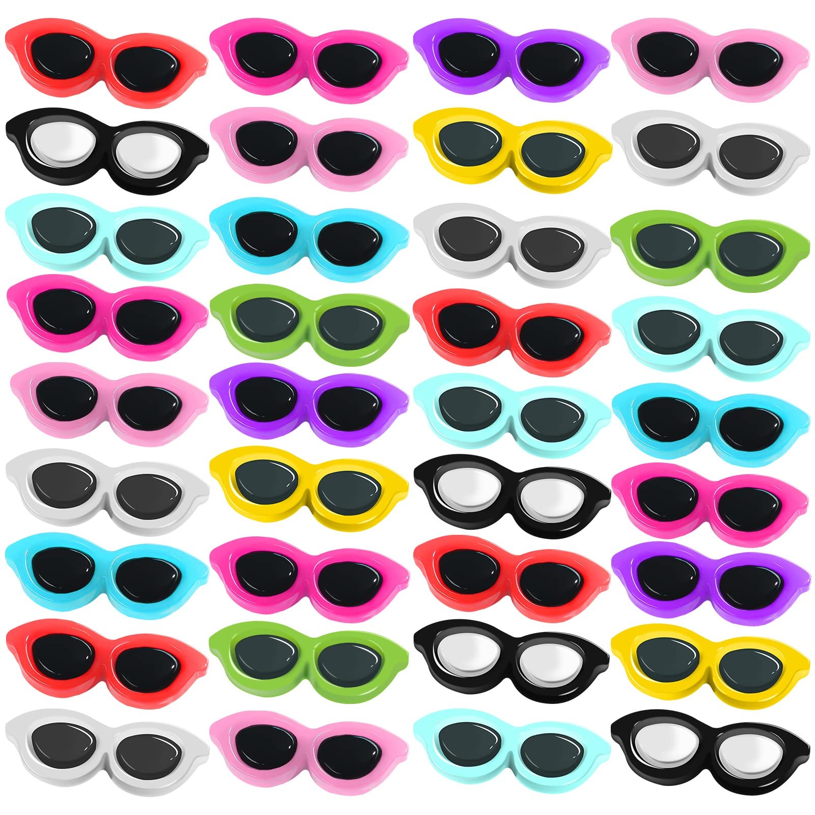 80 Pieces Mini Sunglasses for Crafts Resin Colorful Flatback Buttons Resin Sc...