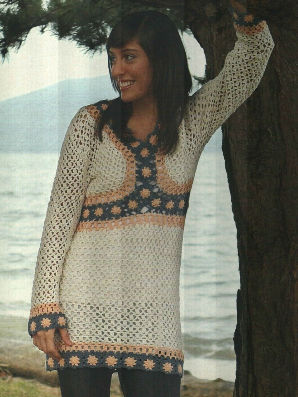 WOODSLAND TUNIC SWEATER 6 SIZES WOMEN'S CROCHET PATTERN INSTRUCTIONS