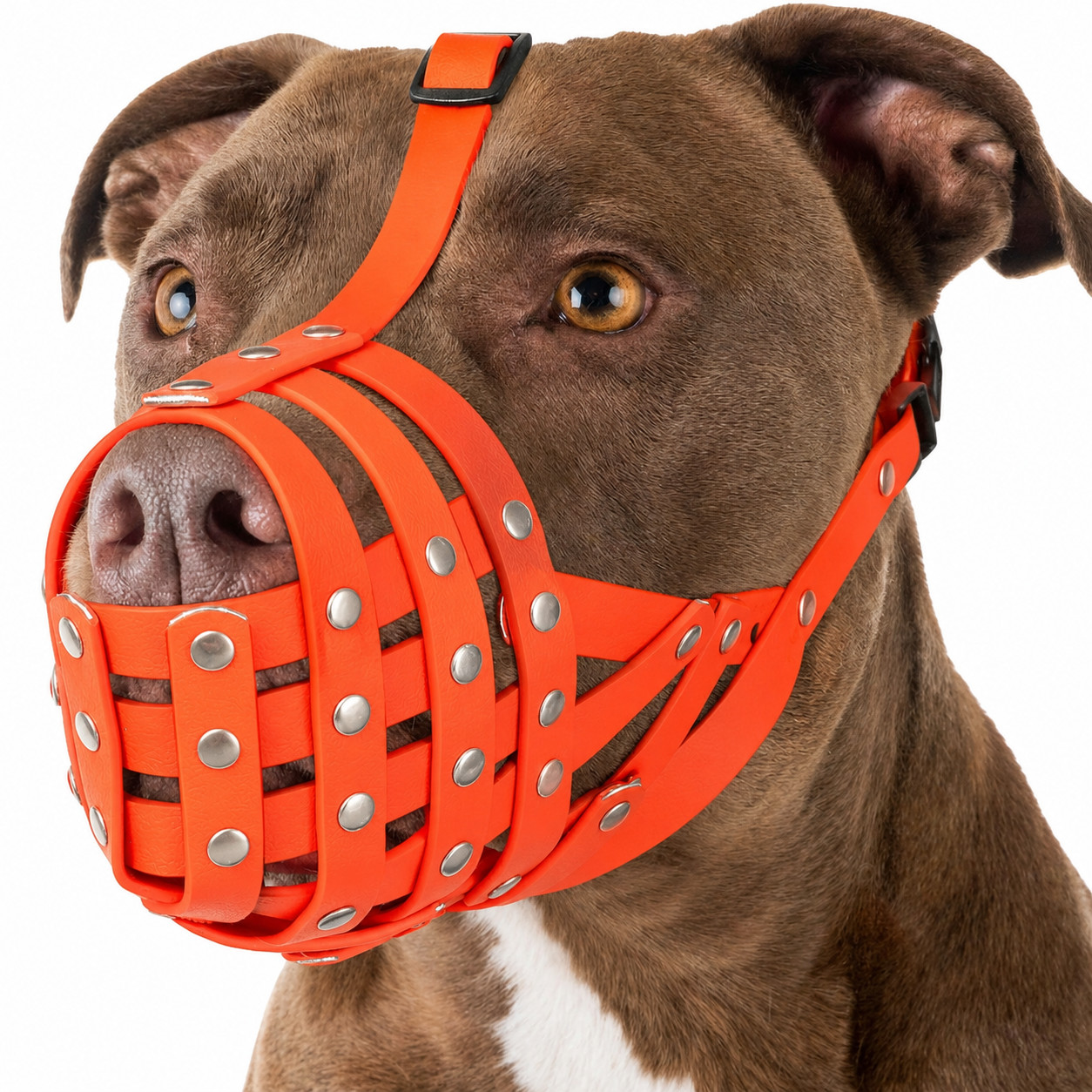 Pitbull Dog Muzzle Basket Anti Bite Adjustable Breathable Training Guard Orange