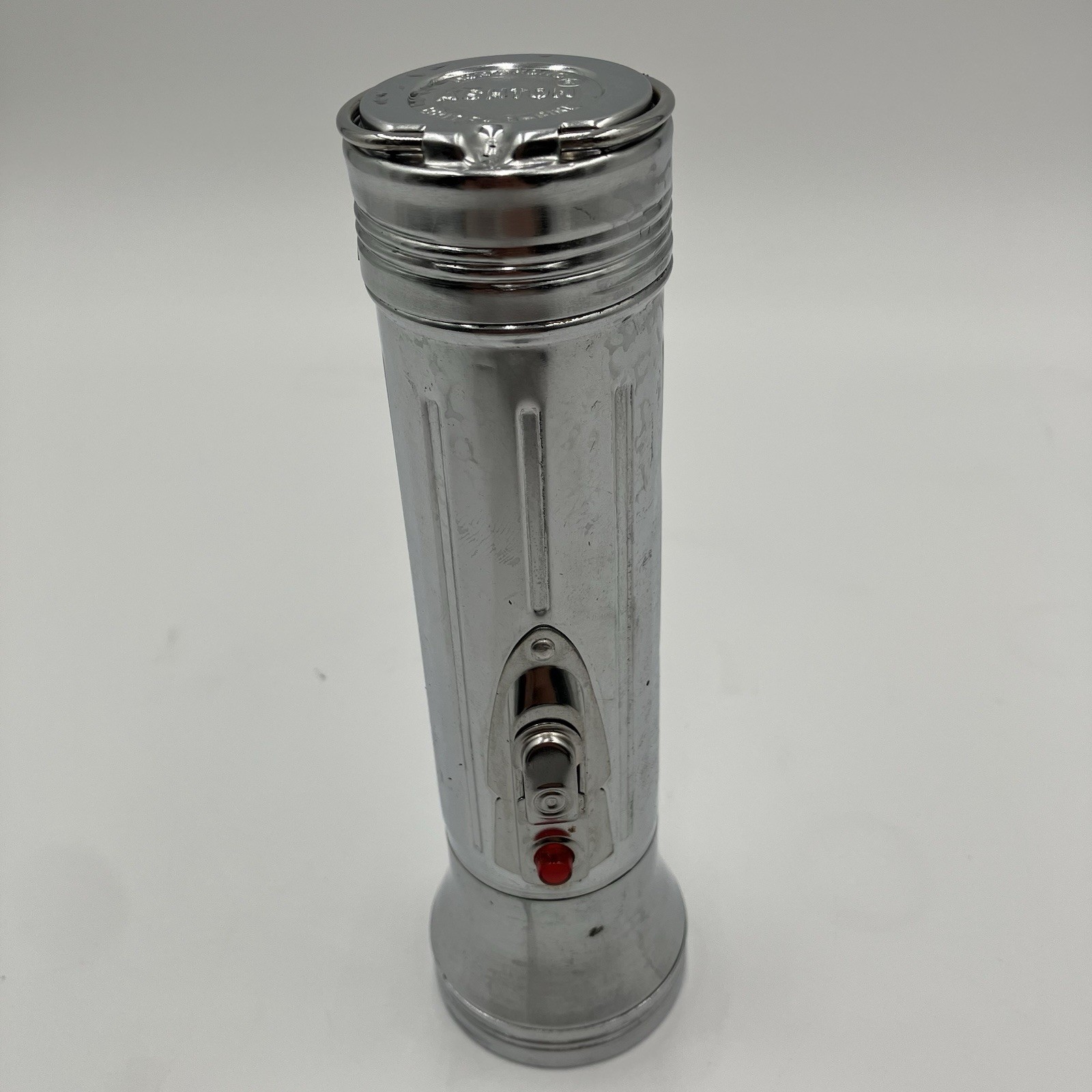 Vintage Chrome Metal Flashlight Ashton British Empire Continuous/Flash LED Light