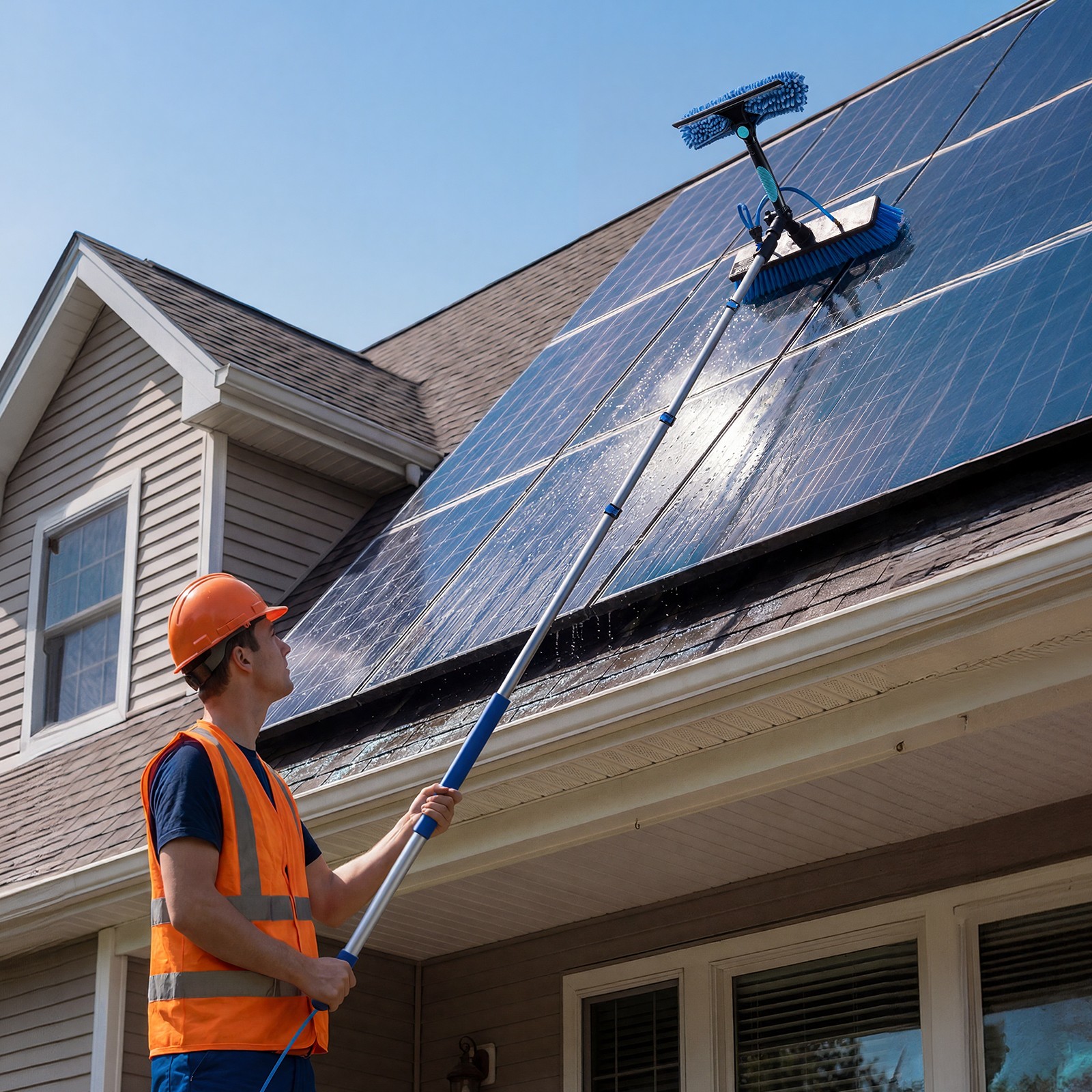 VEVOR Solar Panel Cleaning Kit Water Fed Pole Kit 20 ft Brush Soap Dispenser