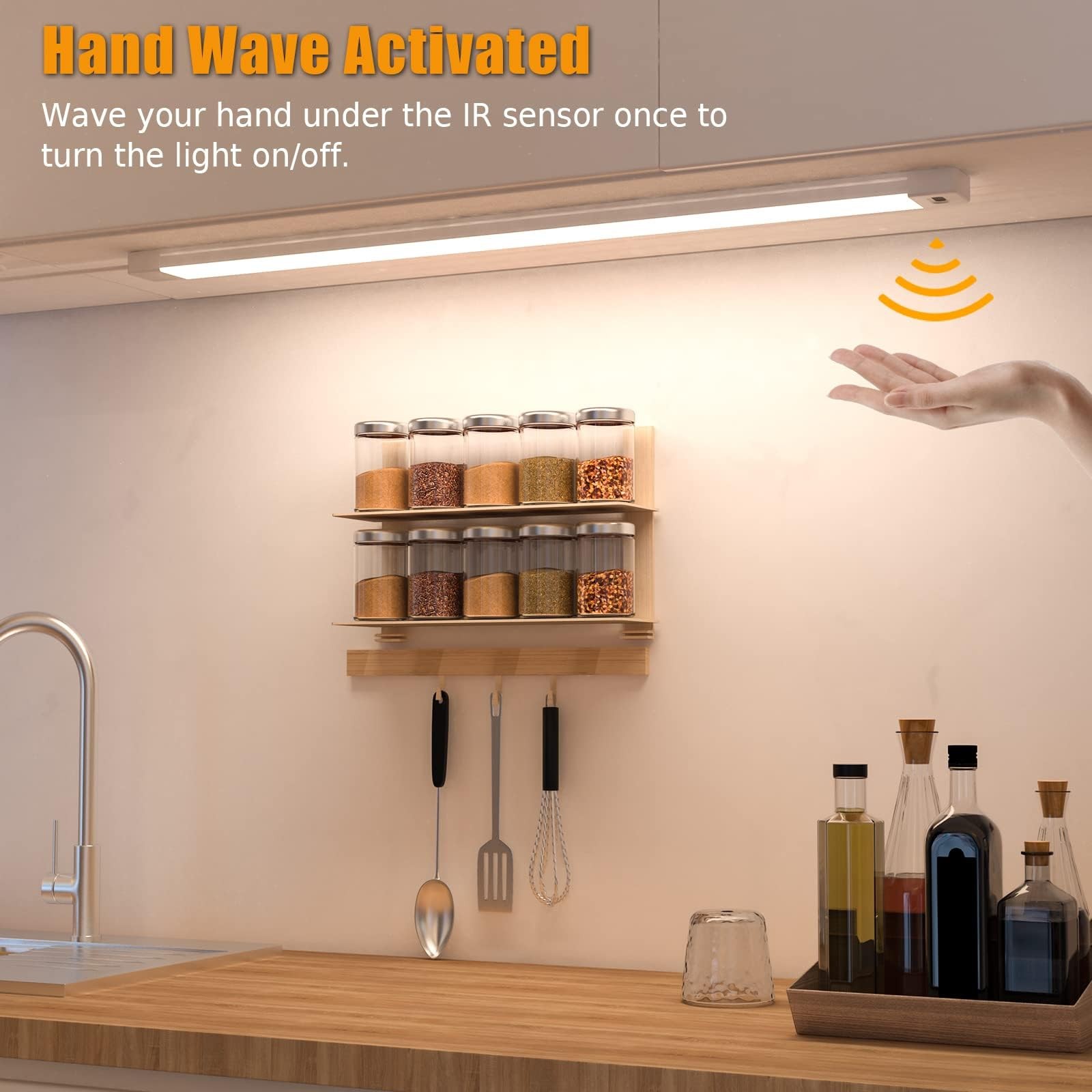 MYPLUS 16 Inch Under Cabinet Lights with Hand Wave, Under Counter Lighting 40...