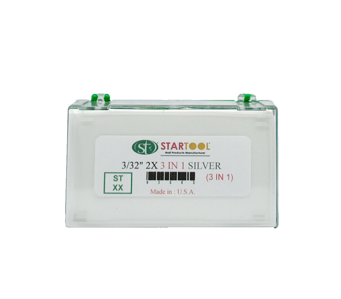 Startool Acrylic Nail Drill 3/32" STXX 2X. ( 3-in-1) Silver *( 2 Pieces )