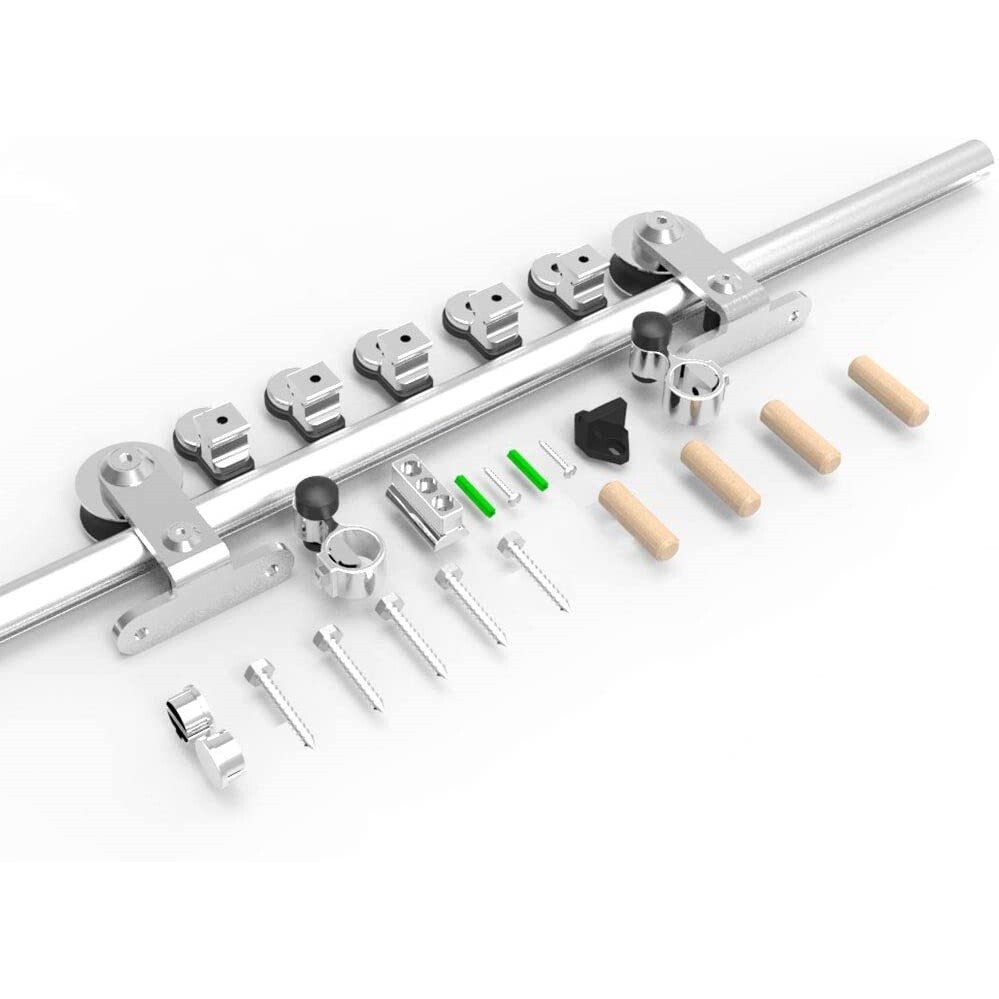CCJH 4FT-18FT Stainless Steel Sliding Barn Door Hardware Kit Track For Wood Door