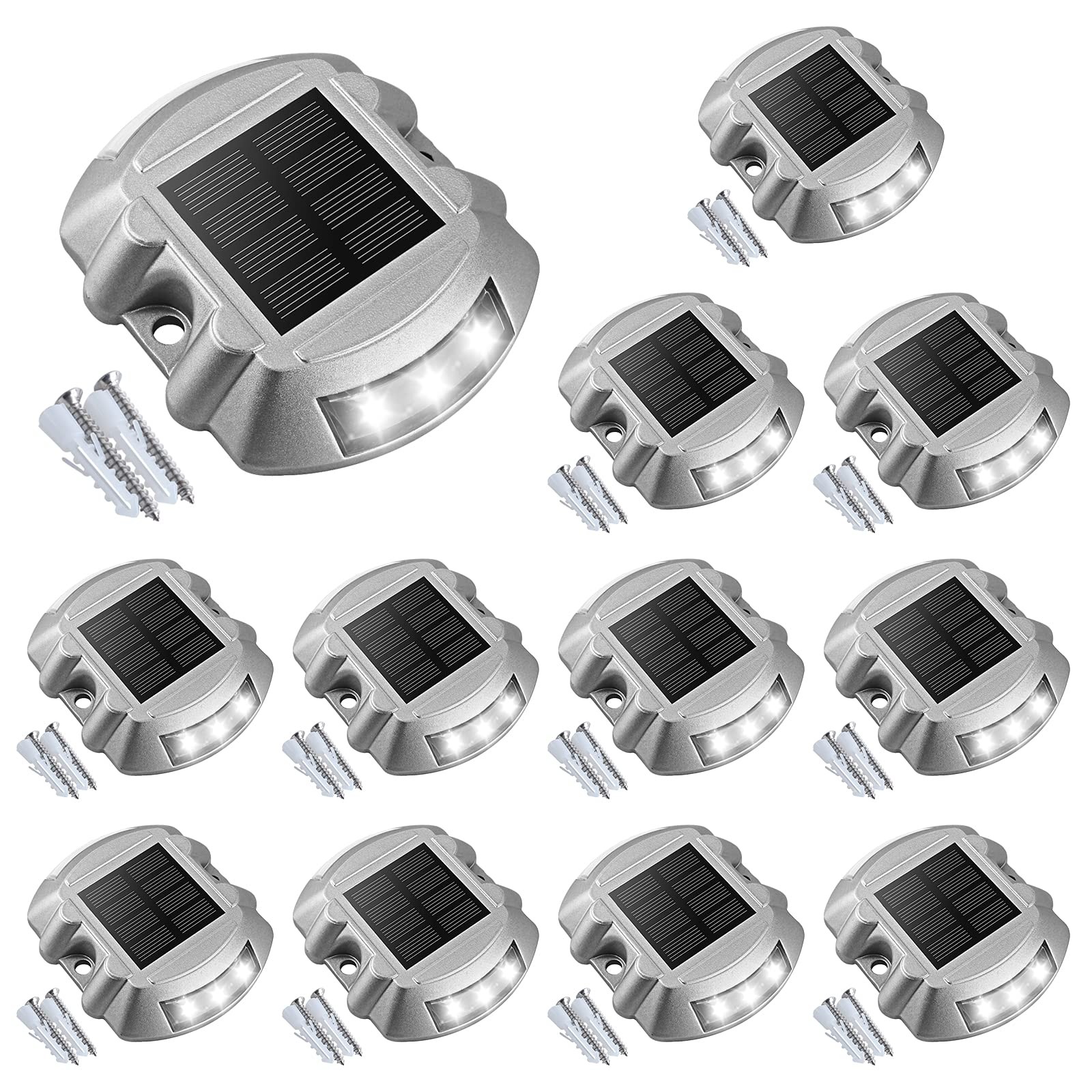 VOLISUN Solar Deck Lights Driveway Dock Lights, 12-Pack Led IP67 Waterproof Outd