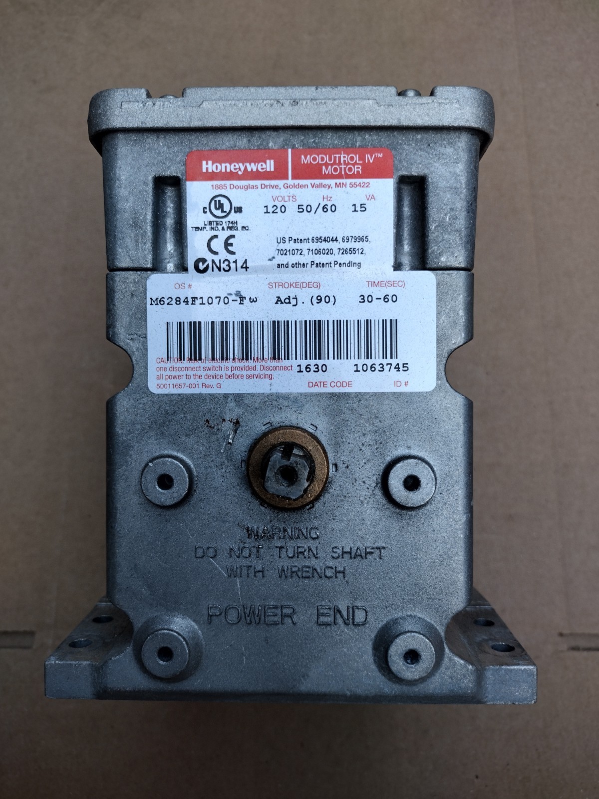 Honeywell M6284 F 1070-F Modutrol Motor 120 volts 15 VA