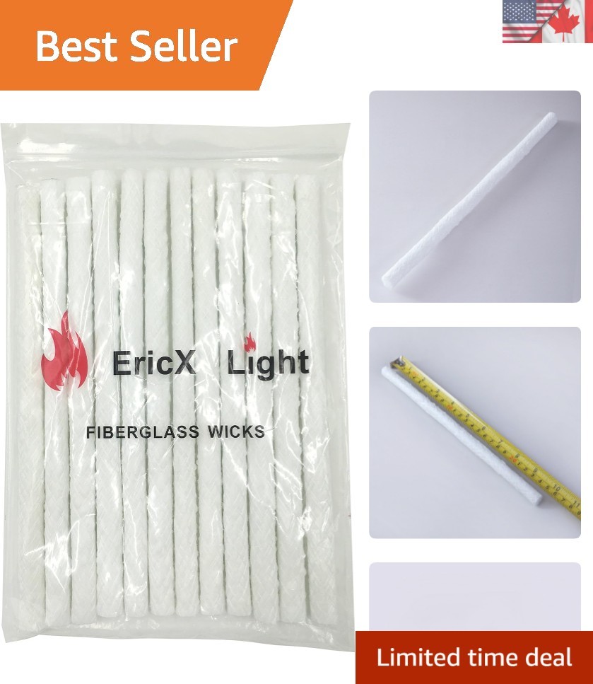 Trimmable Long Lasting Fiberglass Wicks - 12 Pack for Tiki Torches and Lanterns