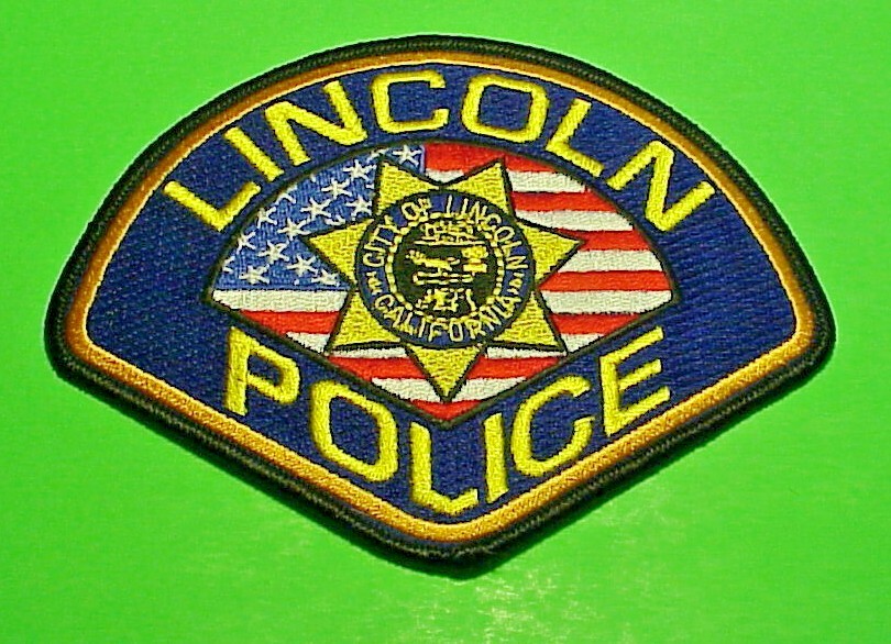 LINCOLN  CALIFORNIA  CA  3 3/4 x 4 7/8"  POLICE PATCH  FREE SHIPPING!!!