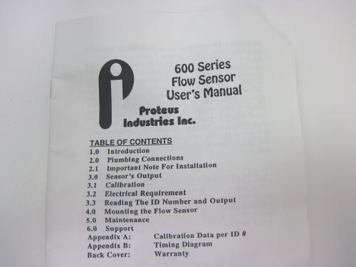 Proteus Industries 600 Series Fluid Flow Sensor 603C