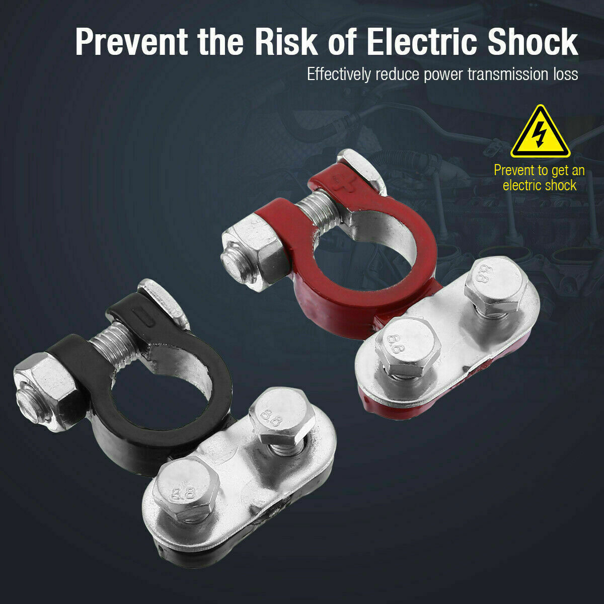 Car Battery Terminal Clamp Connectors Positive Negative Release Disconnect 2PCS
