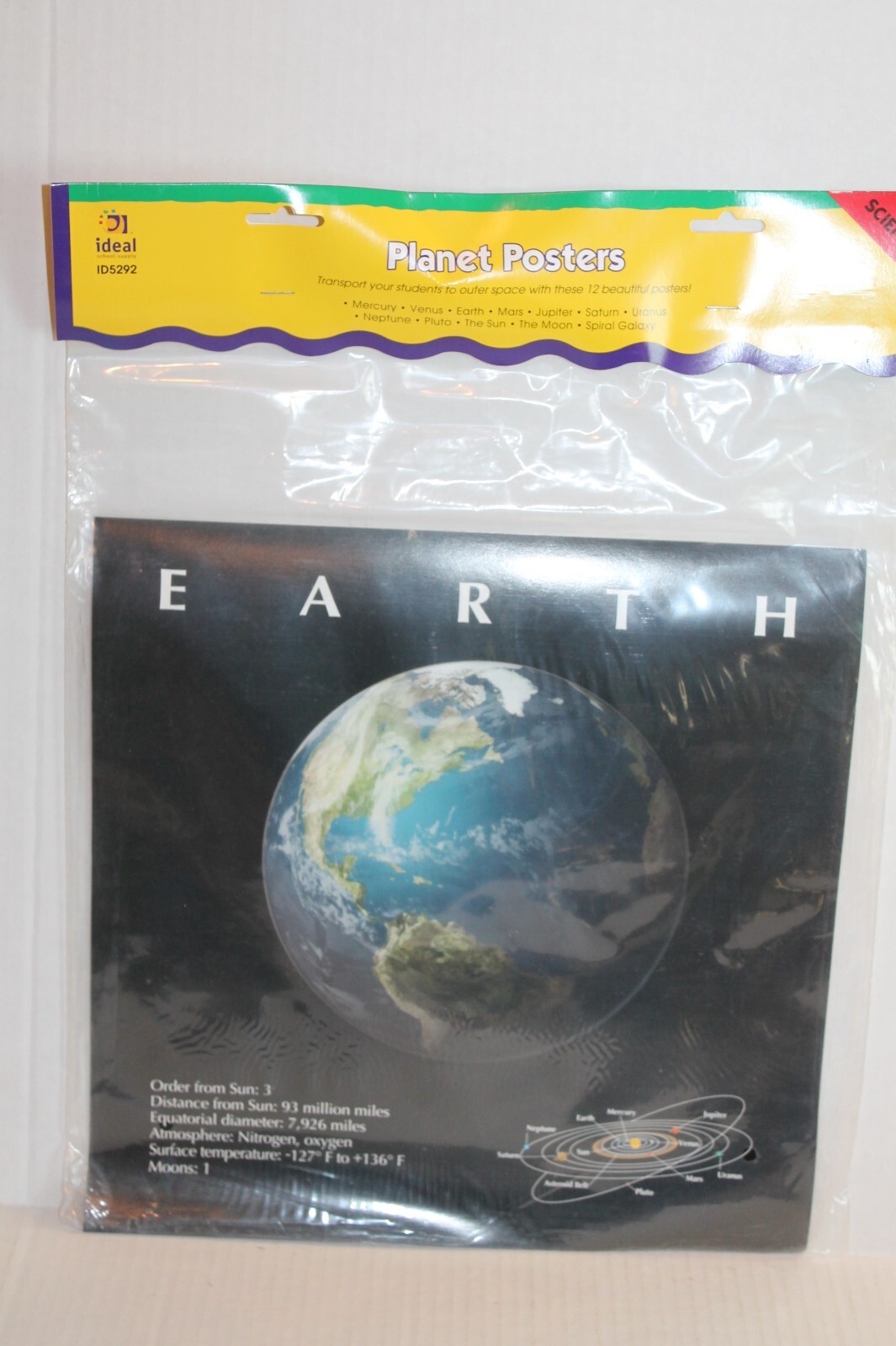 Ideal 5292 Science Planet Posters Set of 12 Color 12" x 12" Space Pictures NEW