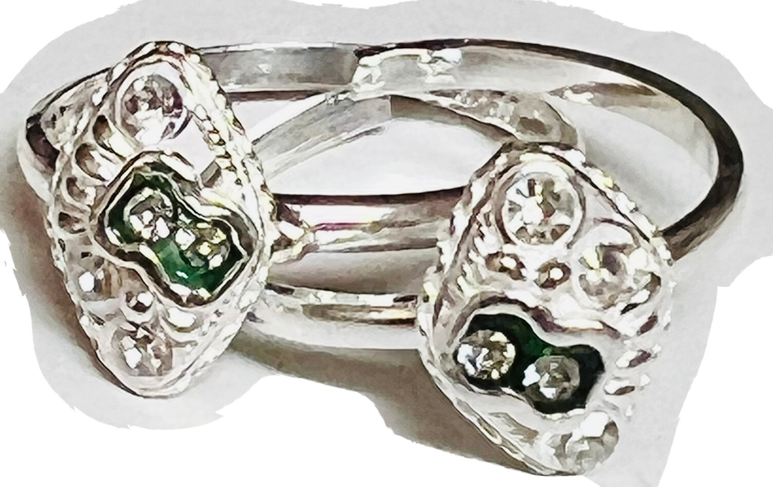 CRYSTAL green oval 925 Sterling Silver Toe Ring Pair India Bichiya ADJUSTABLE