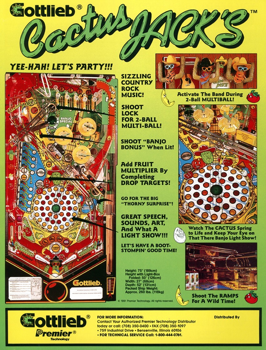 1991 Gottlieb / Premier Cactus Jack's Pinball Machine Rubber Ring Kit
