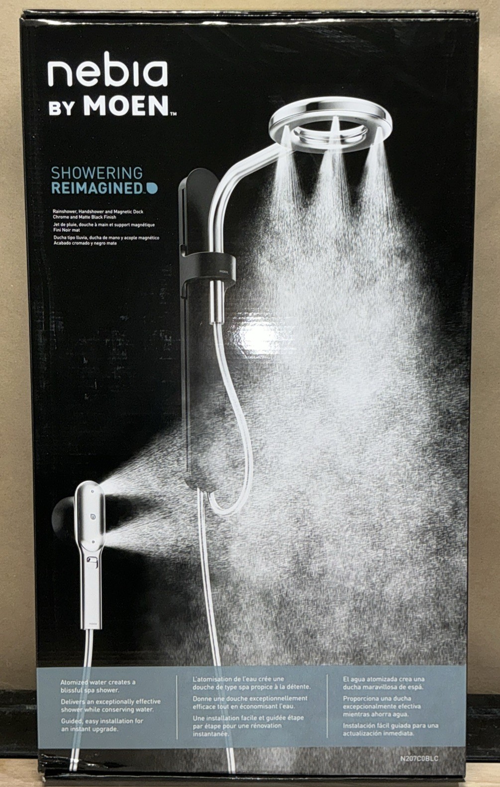 Moen N207C0BLC Nebia Rainshower Spa With Handshower Matte Black and Chrome