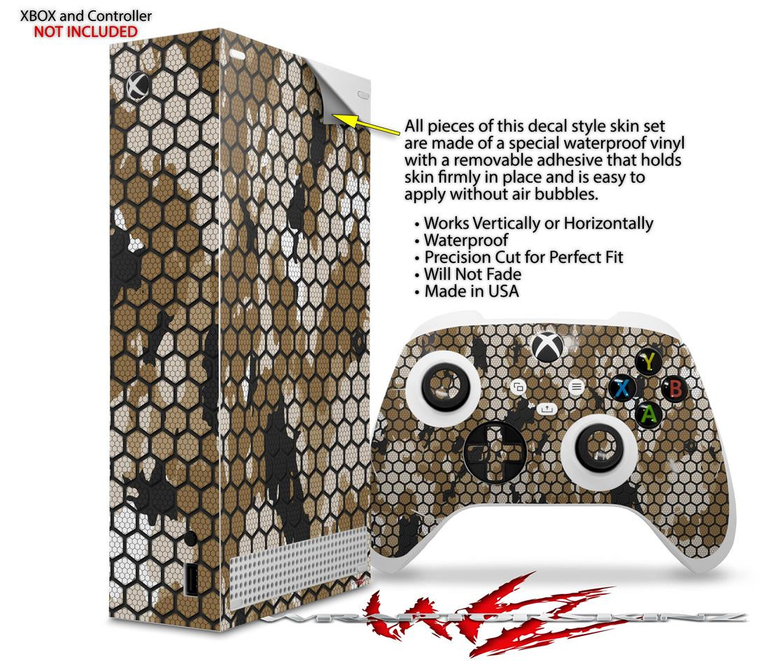 Skin Wrap for XBOX Series S Console Controller HEX Mesh Camo 01 Tan