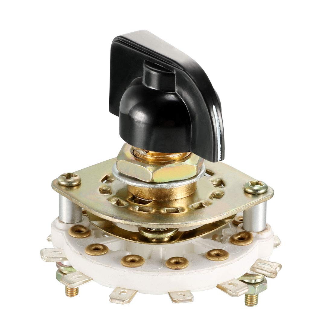 uxcell 2P5T 2 Pole 5 Position 1 Deck Band Channel Rotary 2P5T+K7-1, Black