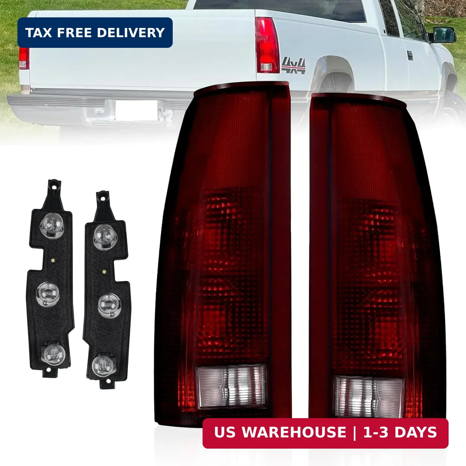1988-99 Chevy GMC C/K 1500 2500 3500 Tail Lights Assembly–Compatible Replacement
