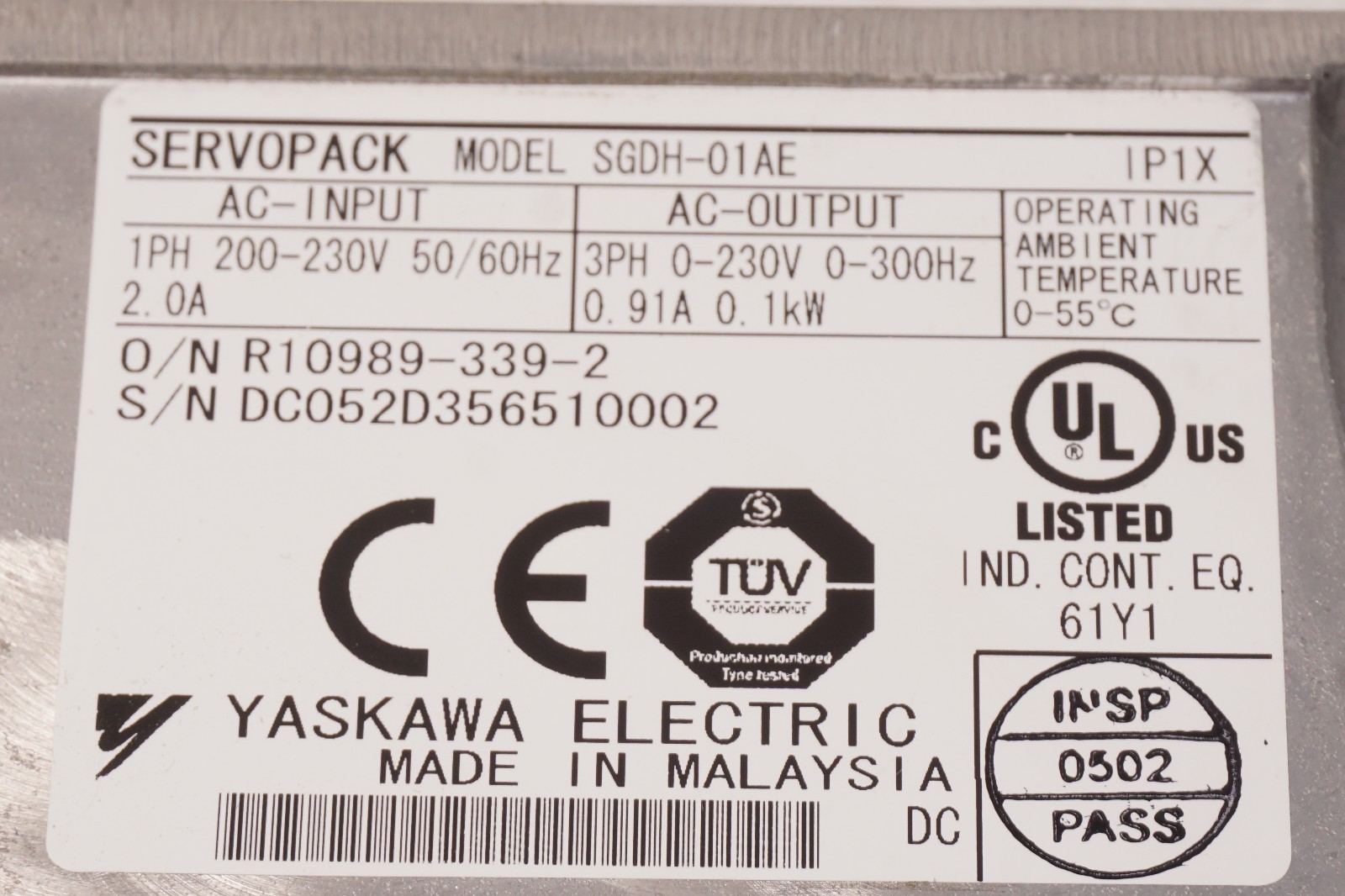 YASKAWA SERVOPACK SGDH-01AE TESTED WORKING FREE SHIP