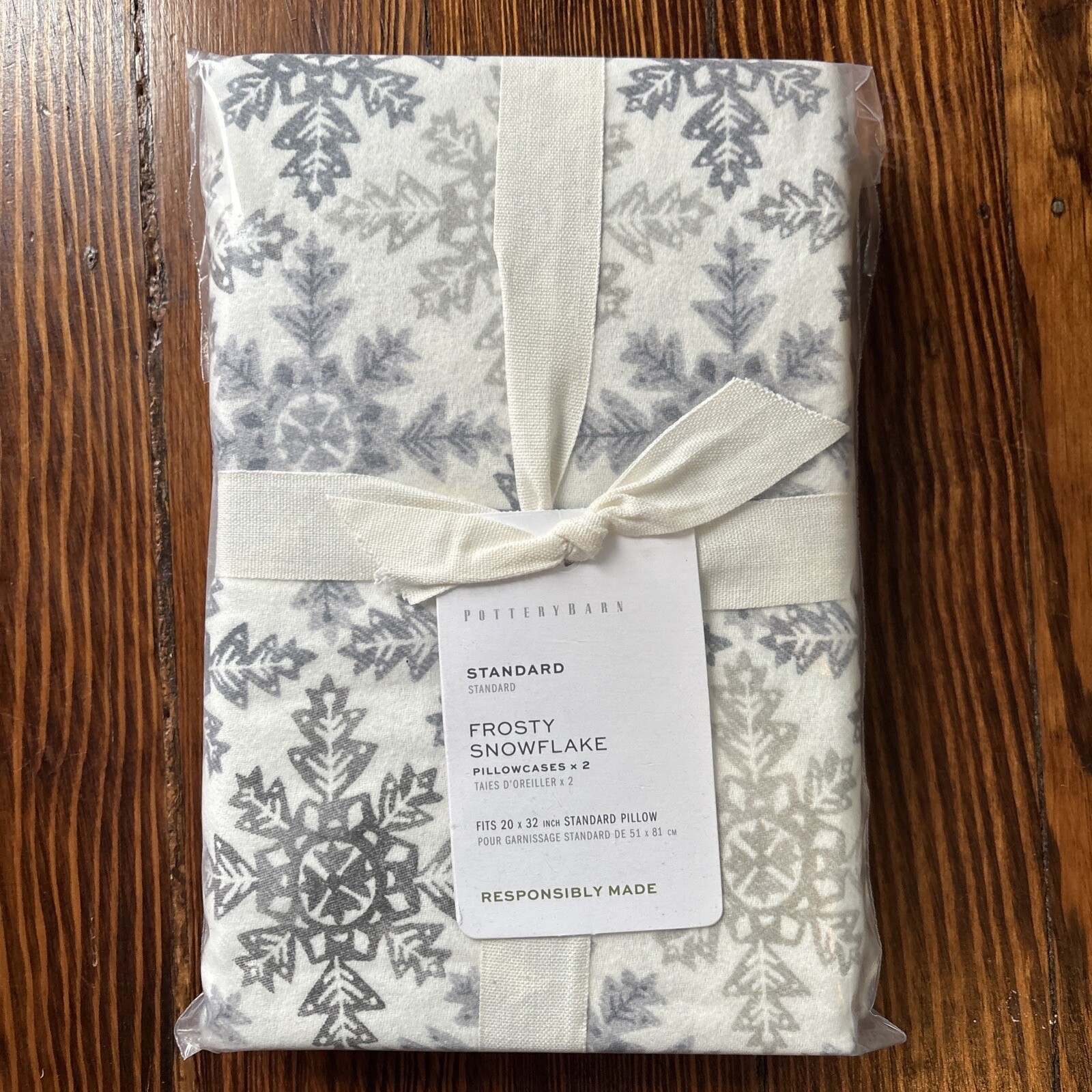 Pottery Barn Holiday Snowflake Christmas gift silver wedding Pillowcase SET 2 {