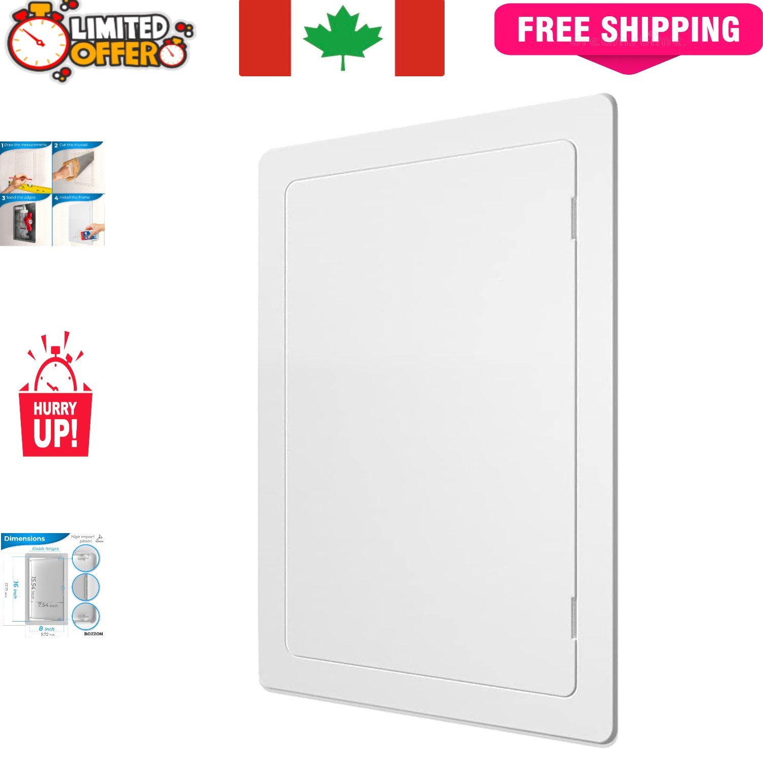Multi-Use 8 x 16 Inch Access Panel - Durable Plastic for Plumbing & Wiring Needs