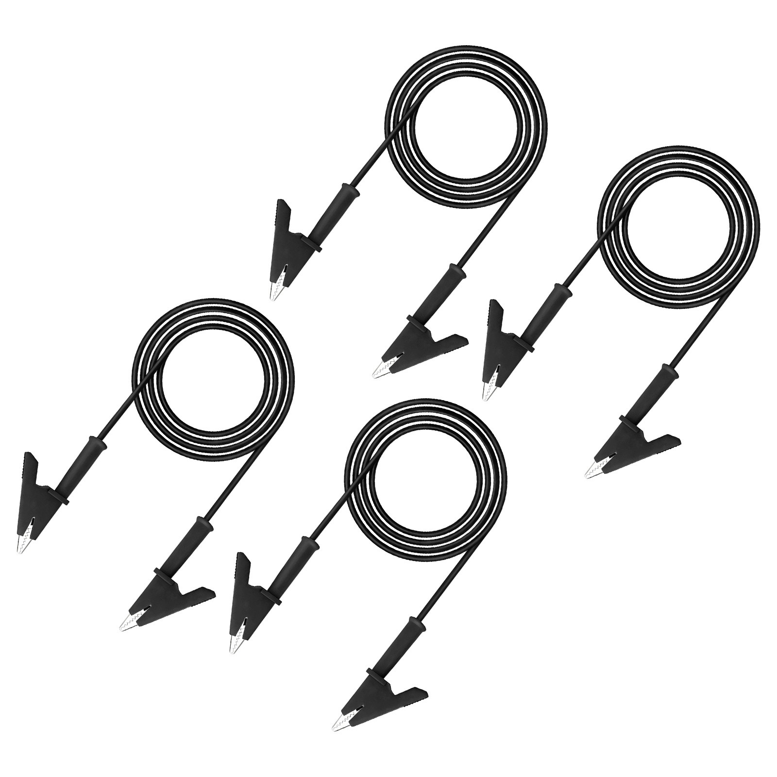 4 Pcs Dual-ended Alligator Clips Test Leads, 15A, 2.99m/9.81ft, Black