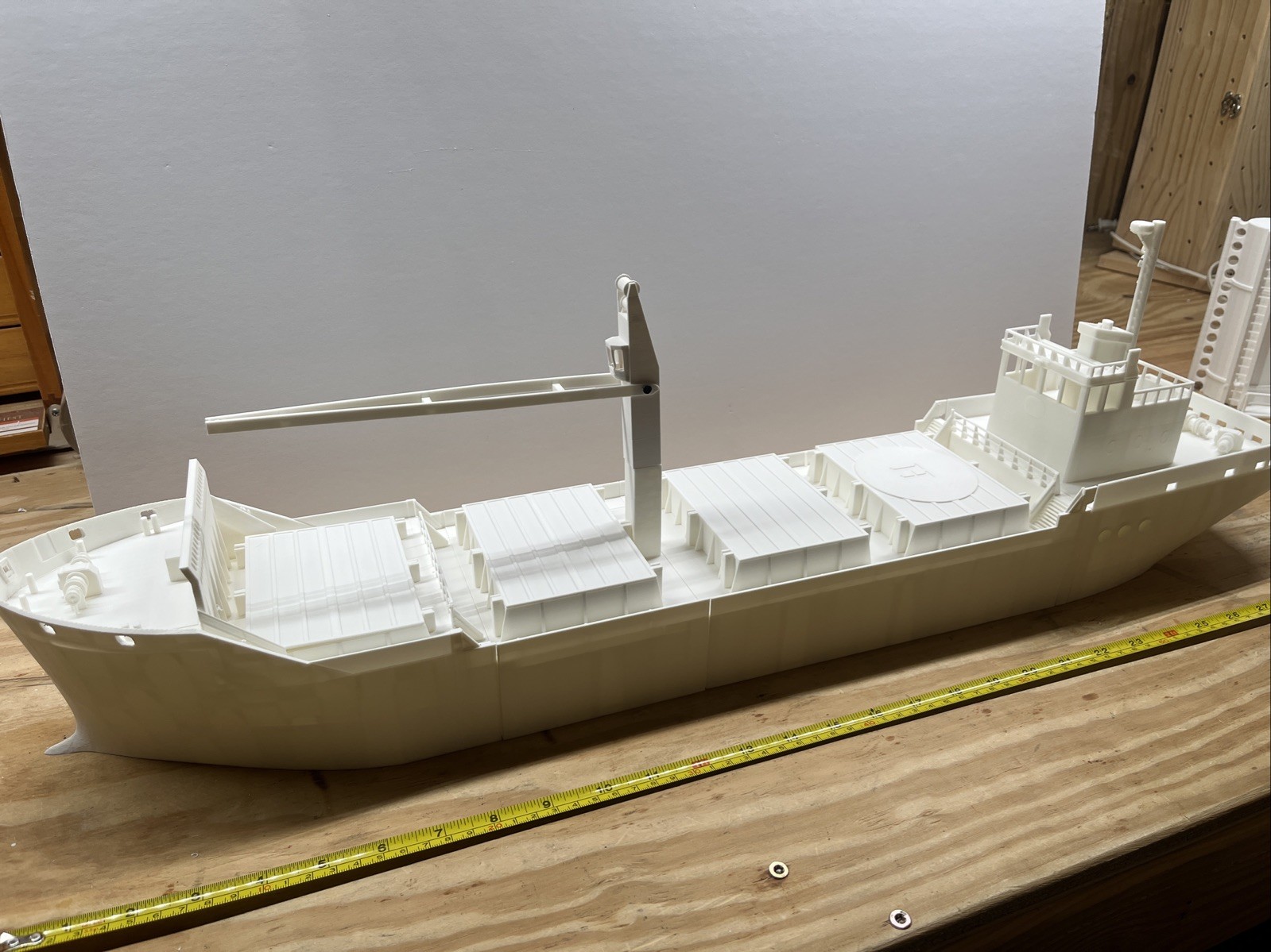 wargaming miniatures, modern ship.   Multiple accessable areas, 30" long