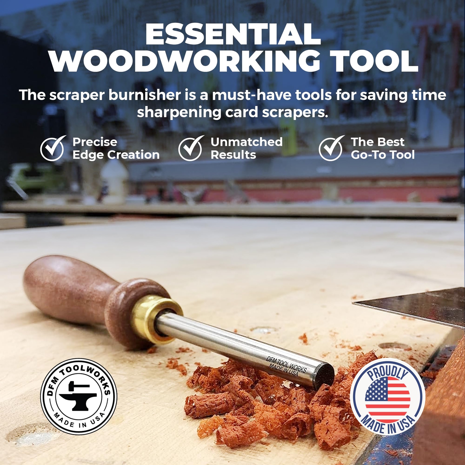 Cabinet Scraper Burnisher Tool - with Hard Maple Handle and Super Hard High Spee