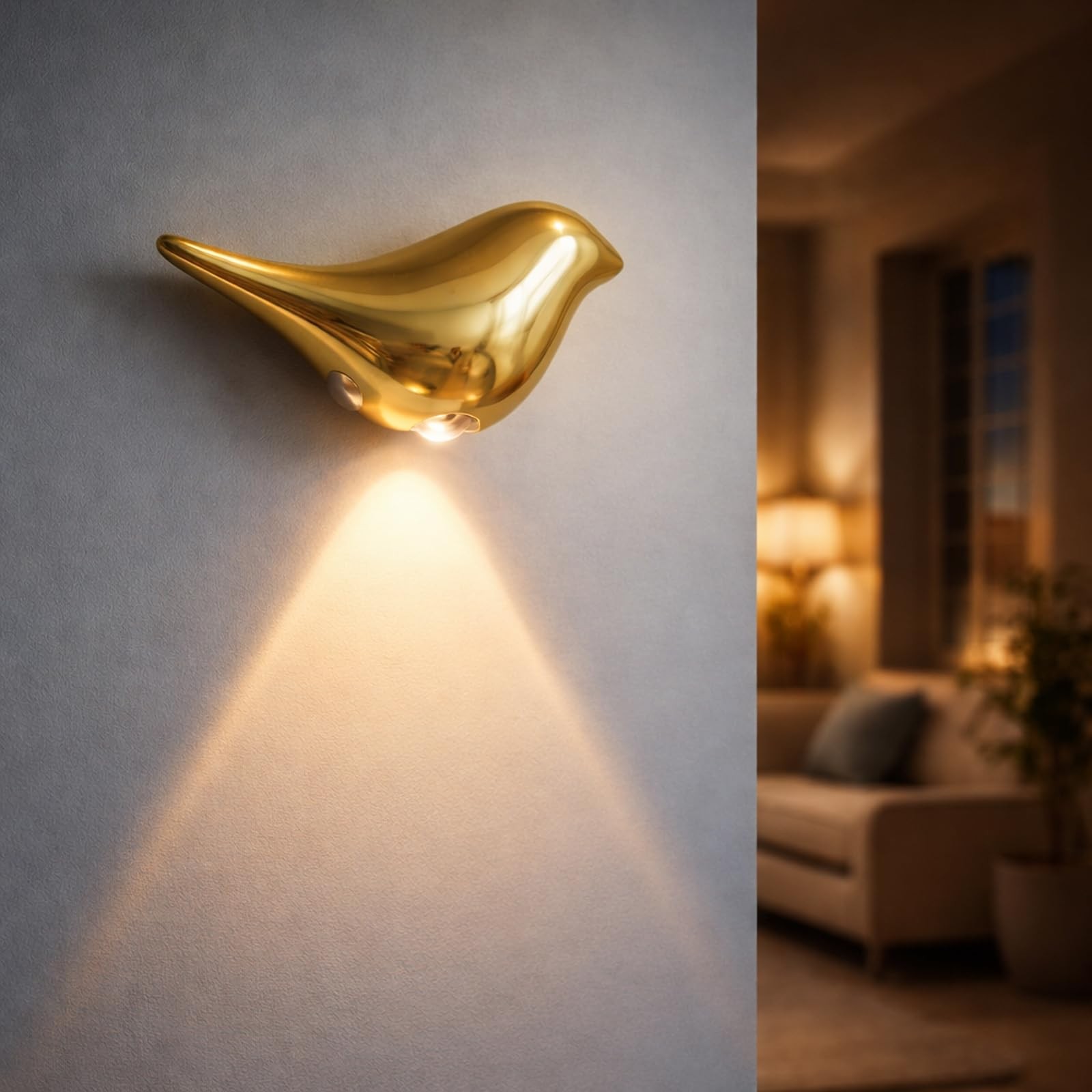 2-Pack Golden Motion Night Light, Rechargeable Magnetic Wall Lamp, Wireless B...