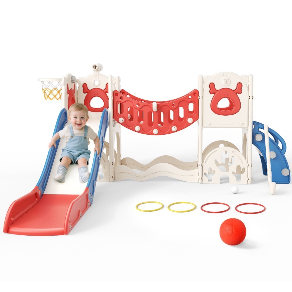 Kids Slide Climber Playset 8-in-1Toddler Large Slide Indoor & Outdoor Drawing