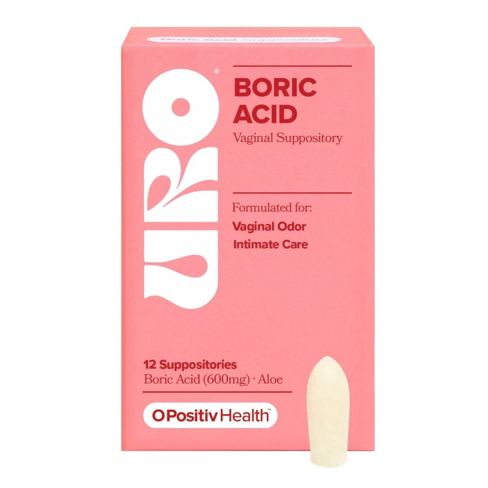 URO Boric Acid Vaginal Suppository – with Lactic Acid, and Aloe for Fast Relieve