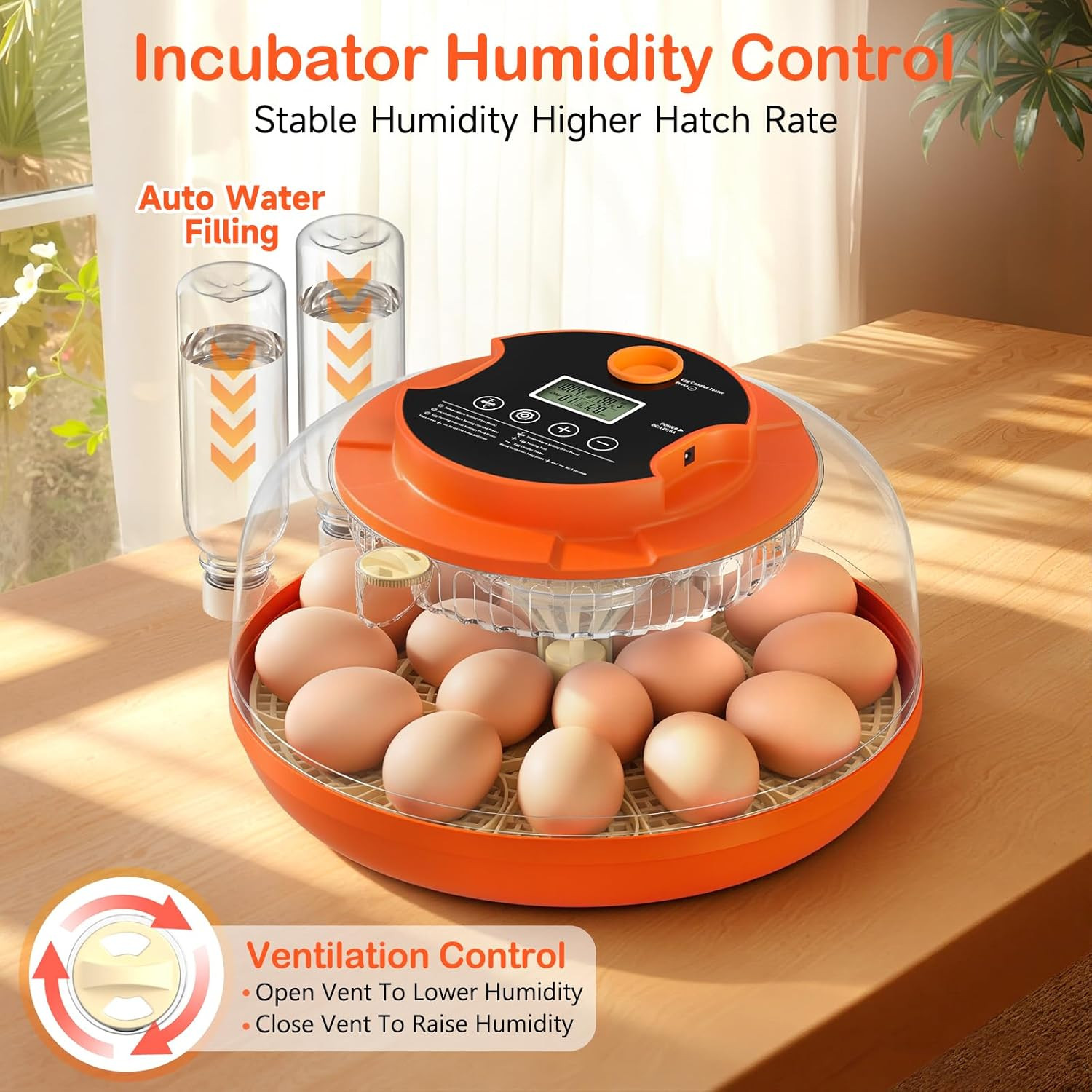 18 Egg Incubators for Hatching Eggs, Automatic Egg Turning and Humidity Control