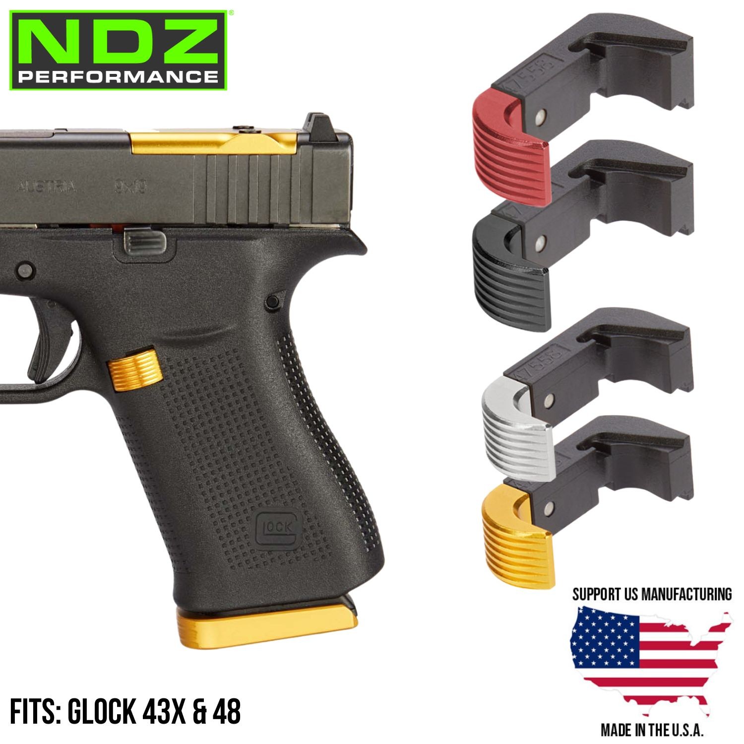 NDZ Glock 43X 48 G43X G48 Extended Hybrid Magazine Release OEM Polymer Aluminum