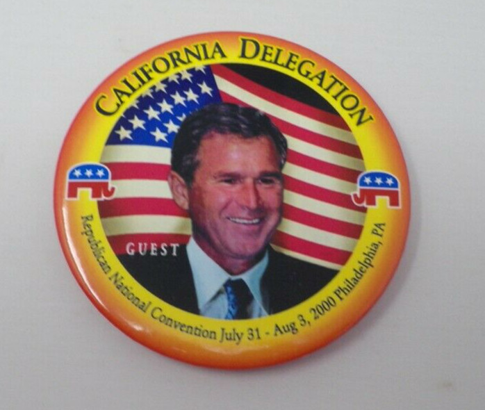 2000 Republican National Convention George W. Bush 4" Pin California Delegation