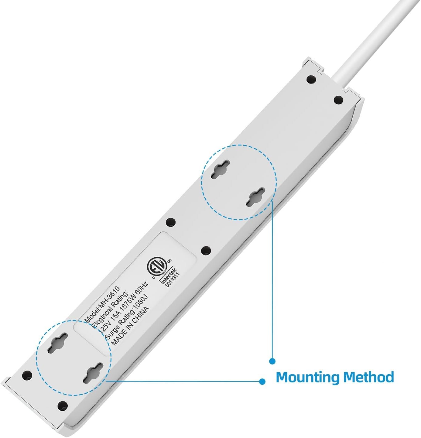 Surge Protector Power Strip, 6 Feet Extension Cord, 600 Joules Surge Protection