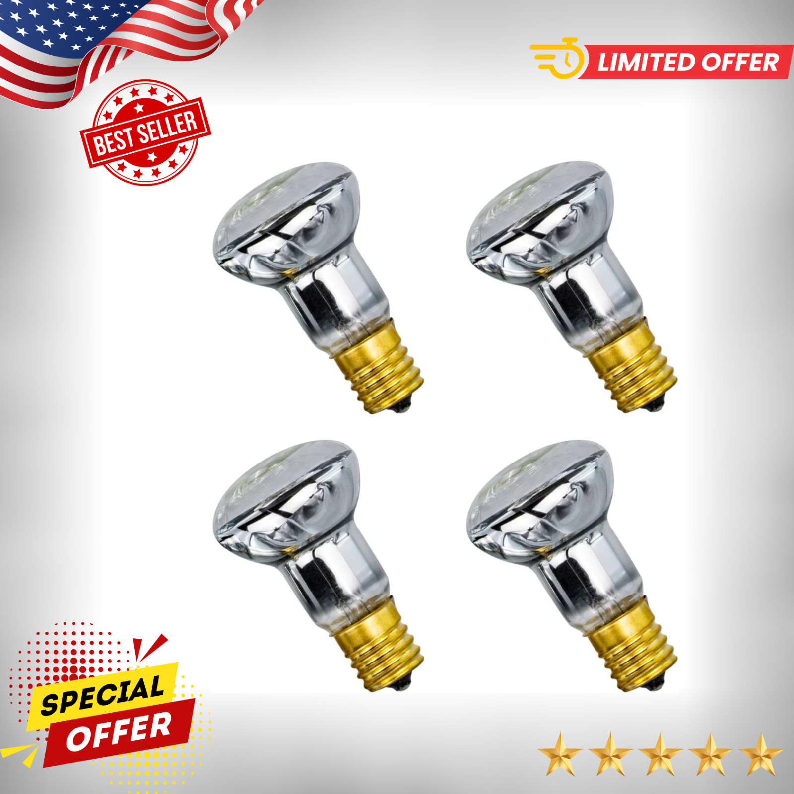 4 Pack Lava Lamp Bulb 120V R39 E17 30W Reflector Type Bulb,Glitter Lamps Bedroom