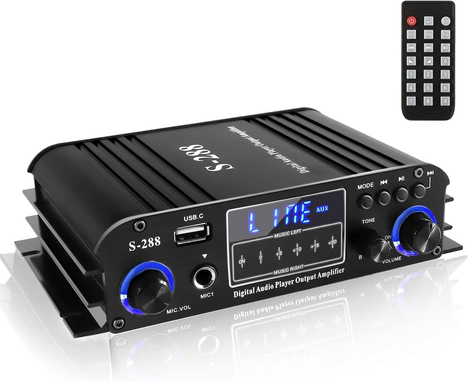 1200W Bluetooth Stereo Amplifier for Home Theater & Karaoke/-^~--/`