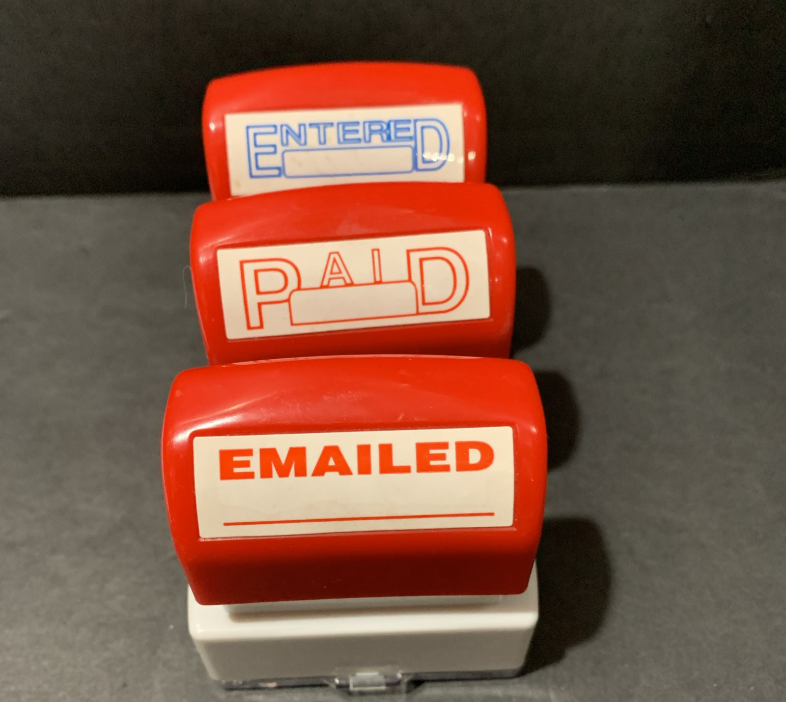 PAID Self Inking Stamp, Entered Stamp, Emailed Stamp Self Inking Lot Of 3 NEW