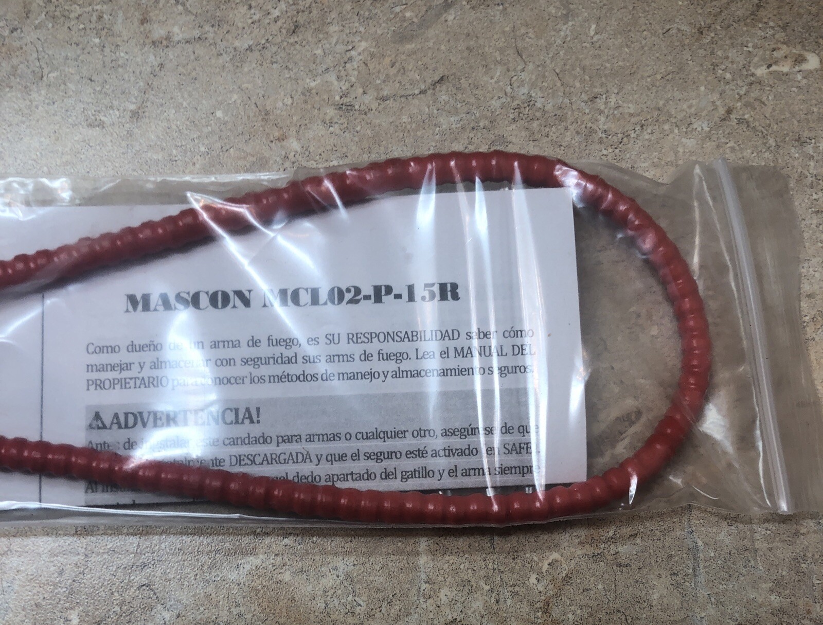 Mascon MCL02-P-15R Cable Gun Lock Instructions & 2 Keys 30mm