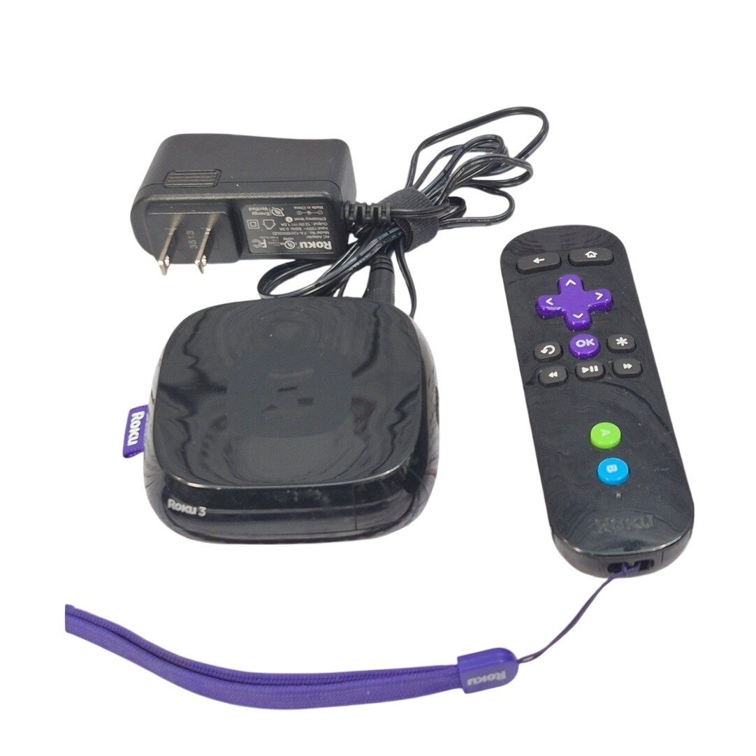 Roku 3rd Generation Streaming Player Model 4200X Remote and Power Adapter Black