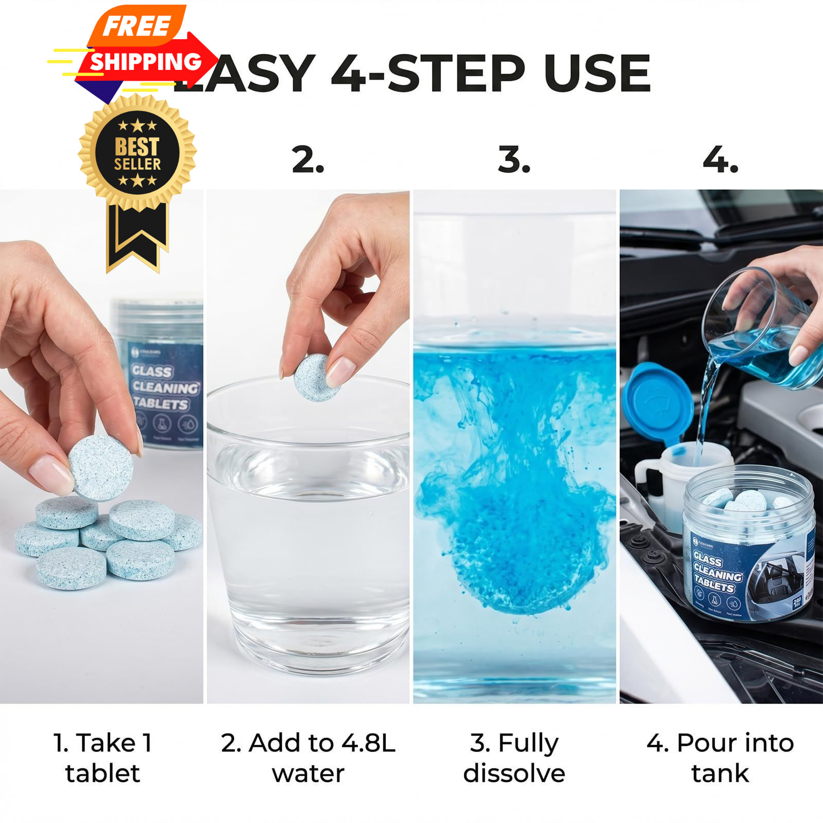 Coldcool Windshield Washer Tablets, 200-Pack 1 Fl Oz (Pack of 200)