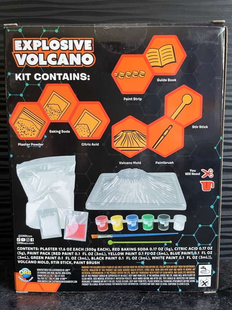 ORB Explosive Volcano Science Kit STEM Kids Experiment Mold Paint Erupt 8+