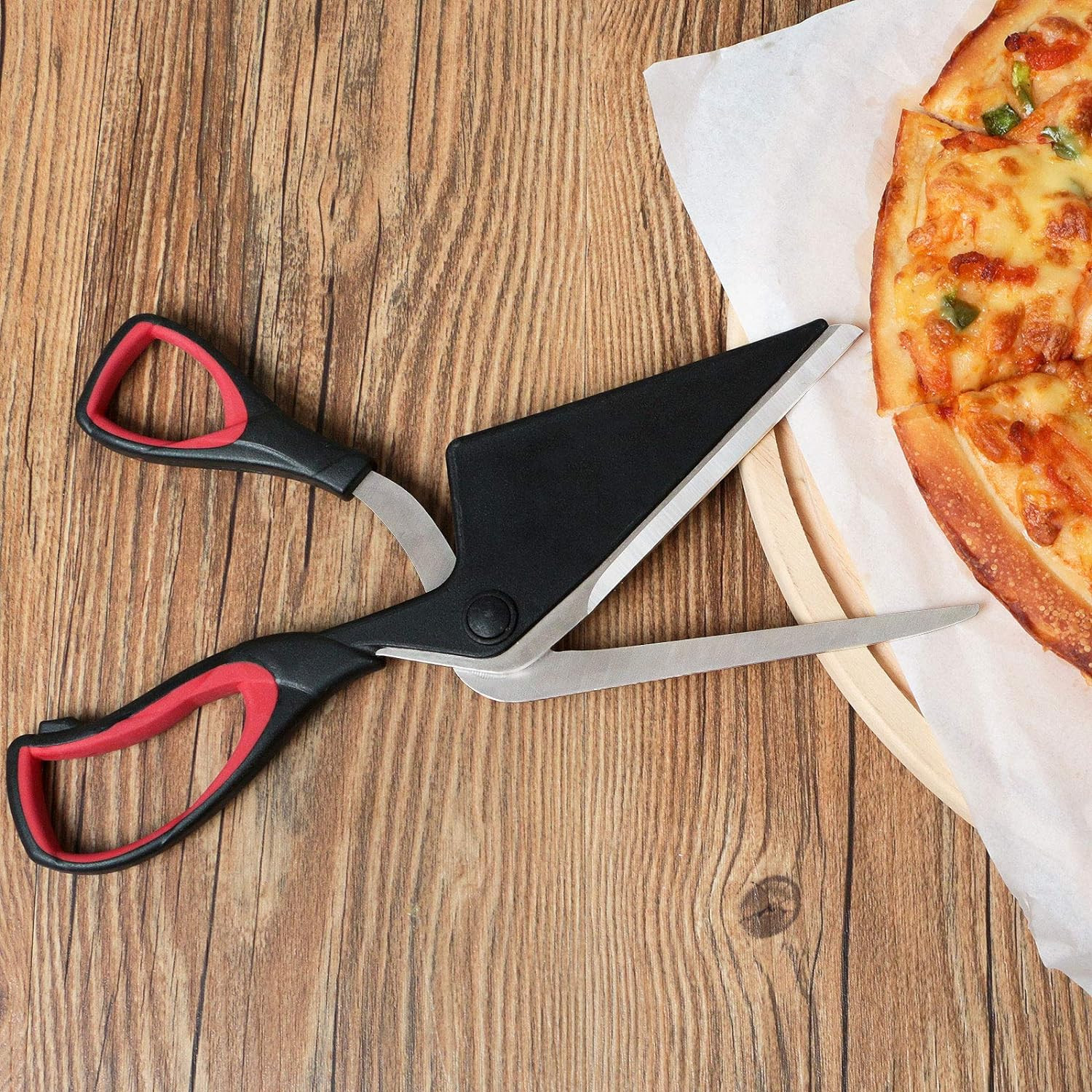 Pizza Scissors, Pizza Cutter, Ultra Sharp Detachable Blade with a Tray