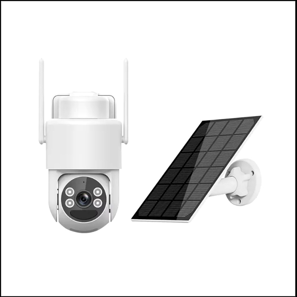 4G LTE Solar Security Camera Outdoor Wireless Battery 32GB SD Card White