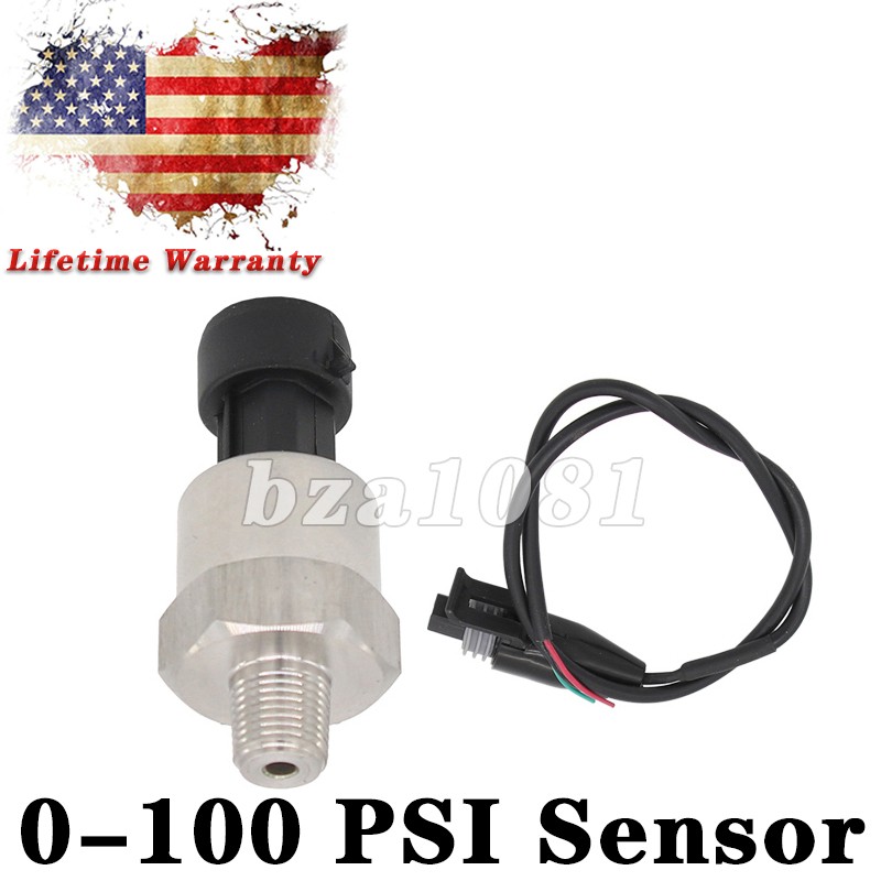 Pressure Transducer/ Sender 100 PSI 12V (10-25V Wide) For Oil Fuel Air Water USA