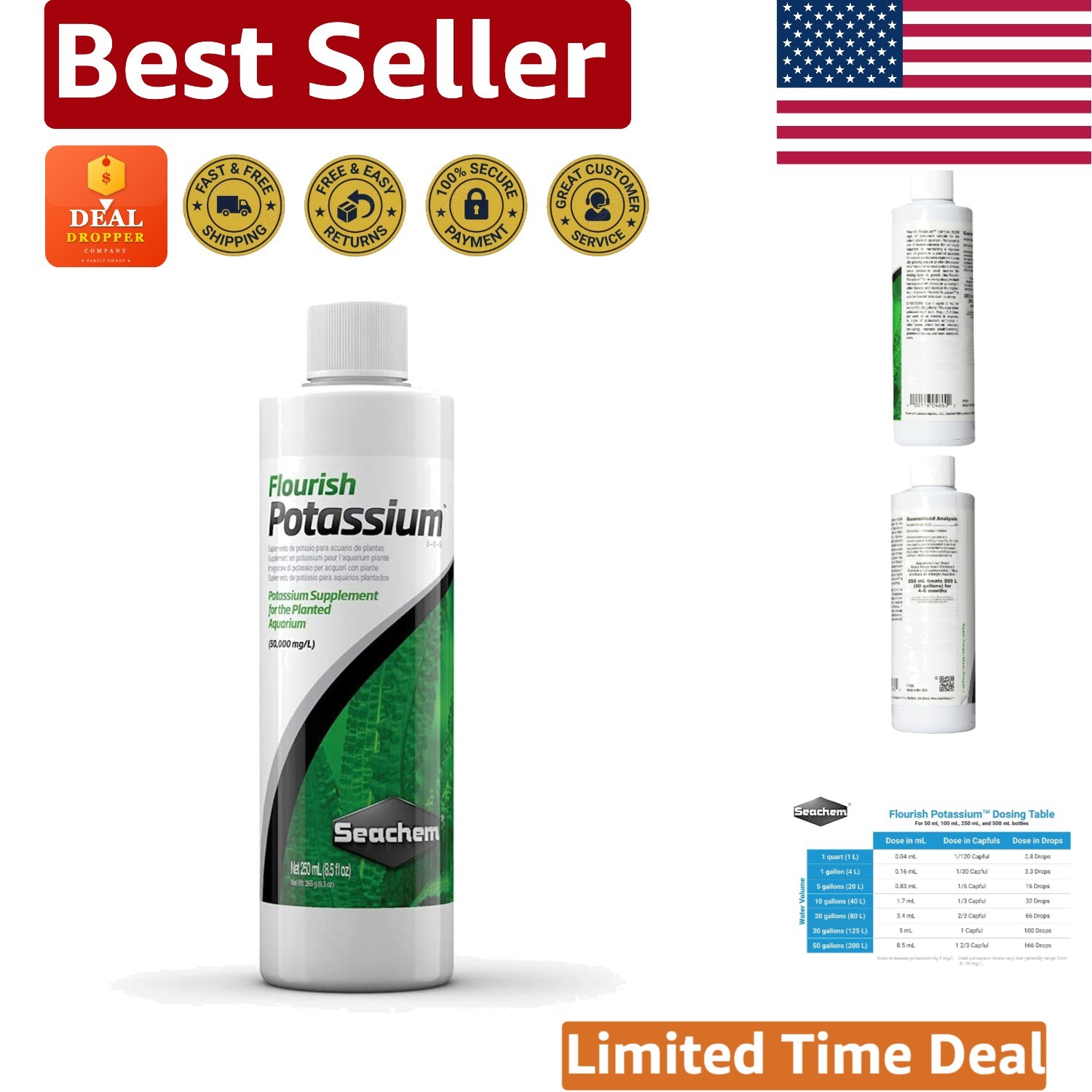 Seachem Flourish Potassium 250ml - Essential Supplement for Lush Aquatic Plants